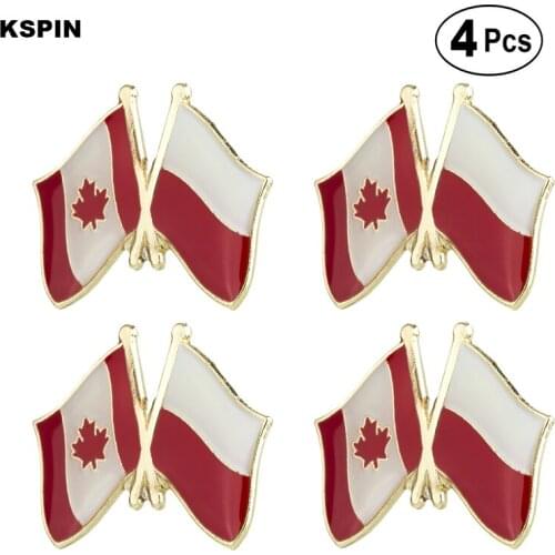 Canada & Poland Friendship Flag Pin Lapel Pin Badge Brooch Icons 4pcs