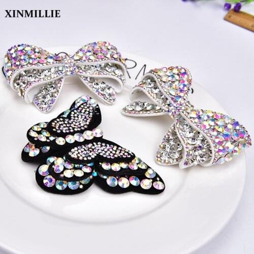 1pcs Rhinestone Applique Clear AB Crystal Butterfly Pearls Glass Stone Saim Color Patches embroidery Sew On DIY Shoes Bags Hats