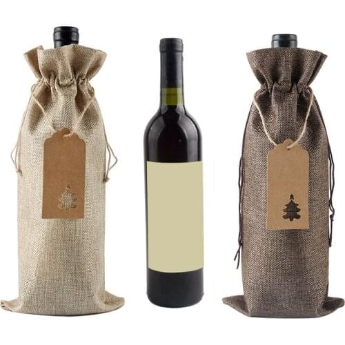 12pcs/set Christmas Wine Drawstring Beam Pocket Gift Bottle Bottle Burlap Champagne Bottle Dust Jacket Home Decoration