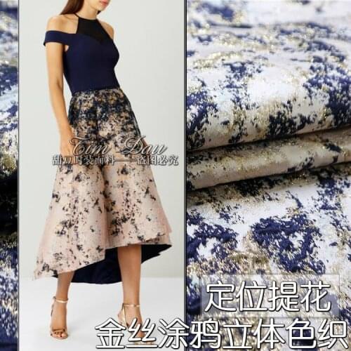 2018 new big metal three-dimensional graffiti positioning jacquard fabric upscale autumn and winter dress dyed cloth wholesale
