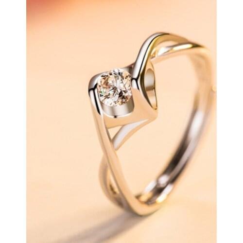2021 Fashion Hot Sale New Design Silver Plated Elegant Crystal Stone Charm Zircon Rings