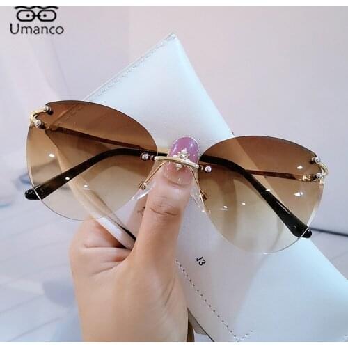 2021 Vintage Cat Eye Sunglasses for Women Metal Frame AC Lens Anti UV400 Gradient Round INS Street Beach Ocean Glasses