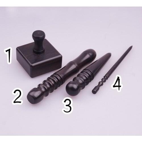 4pcs/set Edge Grinding Tools Zipper Polished Strip Rosewood Leather Polished Rod Leather Tool
