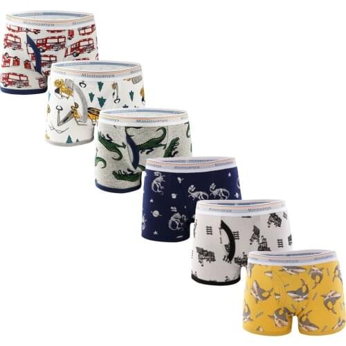 6pcs Boxer Briefs Boys Underpants with Cartoon Designs Kids Cotton Soft Panties Breathable Underwear for Teenagers Cozy Panty