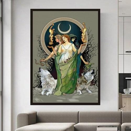 5D DIY Diamond Painting Mysterious Moon Goddess Hecate Full Drill Cross Stitch Mosaic Rhinestone Picture Embroidery Home Decor