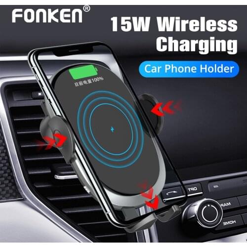 15W Qi Car Phone Holder Wireless Charger Intelligent Infrared Car Mount for Air Vent Automatic Clamping Stand for iphone xiaomi