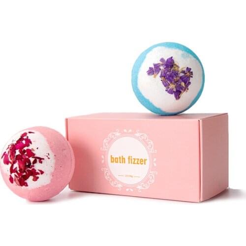 2PCS/Set Bath Bombs Gift Set 100g Dried Flower Aromatherapy Bath Bombs with Essential Oils, Baking Soda, Birthday Gift for Women