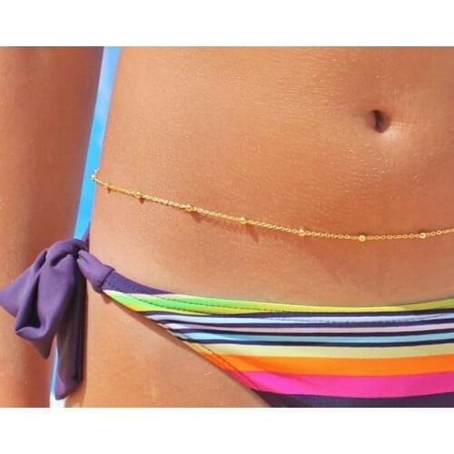 Body Chain Charming Golden Elegant Summer Pearls Crossover Simulated Sexy Boho Beach Bikini Waist Belly Chain Body Jewelry