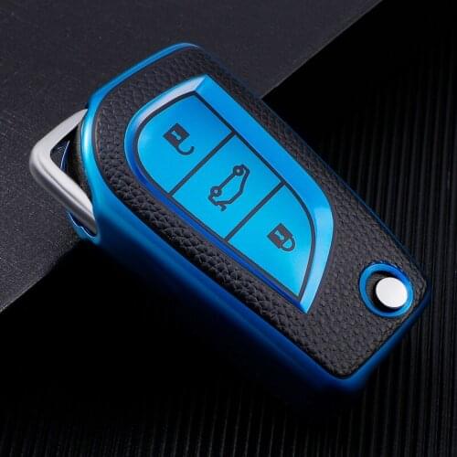 Hot Sale TPU Leather Grain Car Key Case Cover For Toyota Hilux Corolla Avensis Prado Fortuner RAV4 CHR Protection Shell Skin Bag