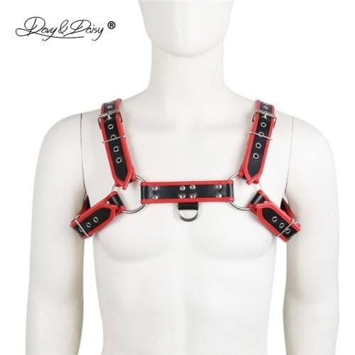 DAVYDAISY Men Adjustable PU Leather Lingerie Vest BDSM Bondage Gay Chest Harness Erotic Adult Game Male Sexy Costumes TA505