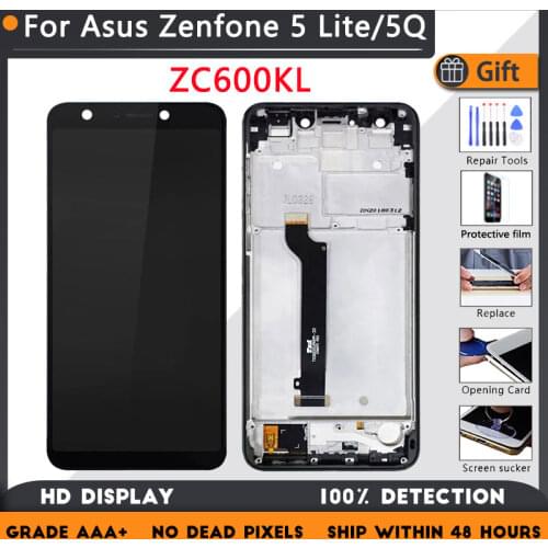 For Asus Zenfone 5 Lite 5Q ZC600KL LCD screen assembly with front case touch glass, X017DA LCD Display original Black White