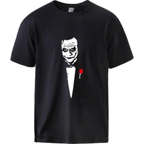 Funny Jocker Print T shirts Mens Summer Short Sleeve Cotton Graphic Plus Top 2021 Funky Vintage Crewneck Tees Black Tee