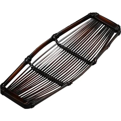 Lacquered bamboo woven tea towel holder, retro Chinese creative storage refreshment tray, snack plate, bamboo towel holder