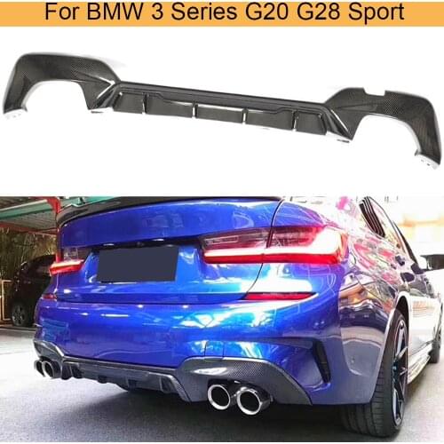 Carbon Fiber Rear Bumper Diffuser Lip for BMW 3 Series G20 G28 Sport 2019 2020 Car Rear Bumper Diffuser Lip Gloss Matte Black