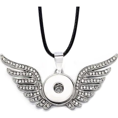 Fashion Interchangeable Metal Wing Ginger Crystal Necklace 134 Fit 18mm Snap Button Pendant Charm Jewelry For Women Gift