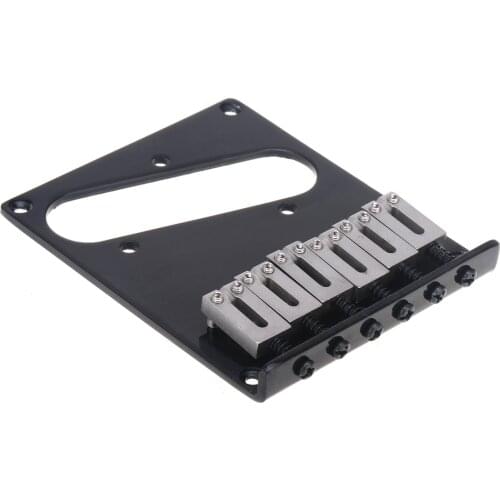 Musiclily Pro 54mm Modern Tele Bridge 6 SUS Stainless Steel Saddles for Fender Squier Telecaster Style Electric Guitar, Black