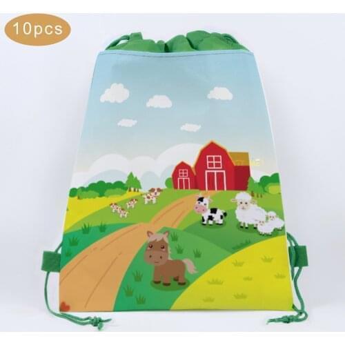 34X27cm Non-woven Farm Animals Party Gifts Bags Baby Shower Candy Bags Kids Gifts Packaging Backpack Birthday Party Decorations