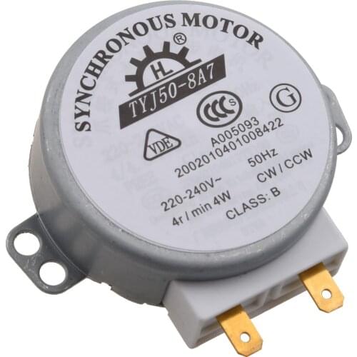 1 PC New AC 220V-240V 50Hz CW/CCW Microwave Turntable Turn Table Synchronous Motor TYJ50-8A7 D Shaft 4 RPM VEJ20 P20
