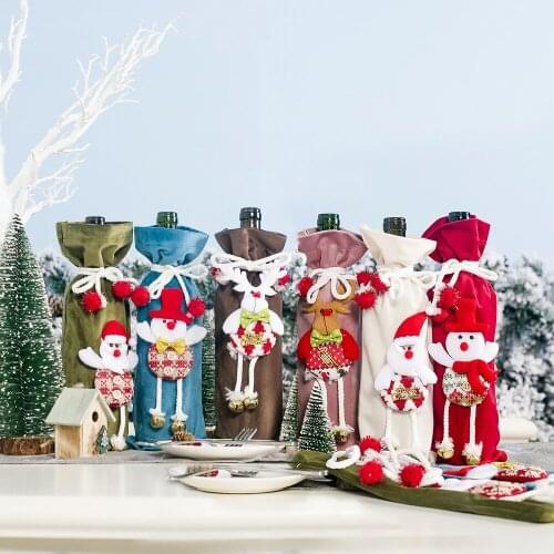 New Year Wine Bottle Cover Christmas Decorations Restaurant Hotel Layout Props Stocking Gift Holders Xmas Navidad Dinner Decor