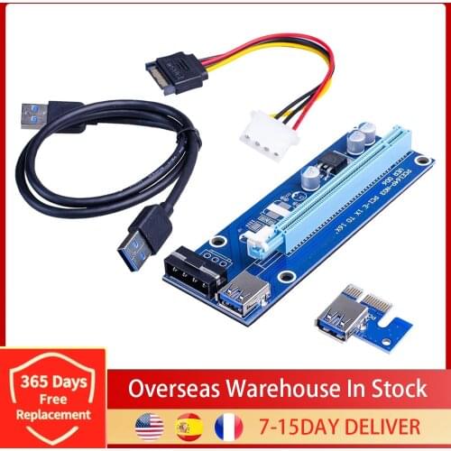 PCI-E Riser Card USB PCI-E Riser Express 1X 4x 8x 16x Extender Riser Adapter SATA 15pin to 4pin Power Cable for BTC Mining Miner