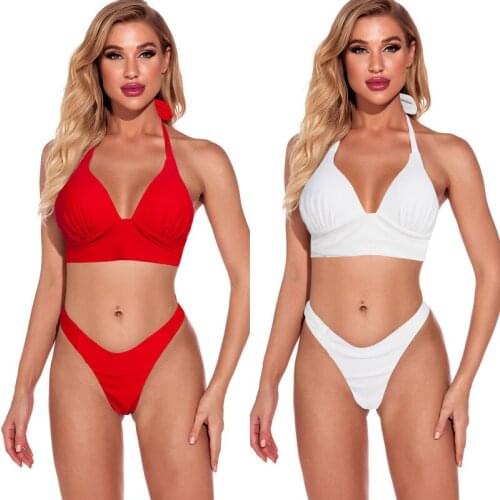 Sexy Triangle Halter Push Up Bikini Set Brazilian Bikinis Women Padded Swimwear Bathing Suits Female Biquini Beach Wear Bathers