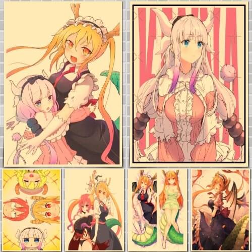 Japanese Anime Kobayashis Dragon Maid Movie Poster Wall Stickers For Home Room Bar Decor Art