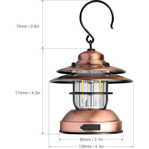 Hanging Camping Lantern USB Outdoor Light Waterproof Garden Lamp w/ 2 Lighting Modes for Garden Yard Patio Tree Decoration