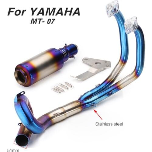 MT07 FZ07 motorcycle Exhaust Full system stainless steel escape moto middle whti db killer for Yamaha mt 07 2014-2018 slip-on