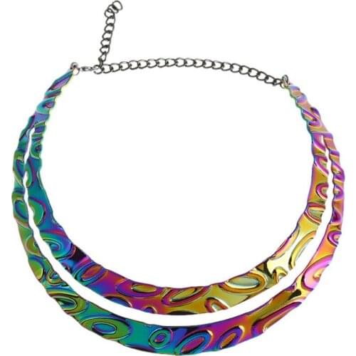 Carved Oval Rings Metal Choker