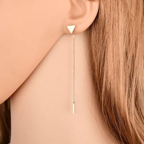 Tassel Earrings Triangle Ear Stud Metal Fringe Simple Earrings Minmalist 2020 Gold Stud Earrings Aretes De Mujer Modernos 2018