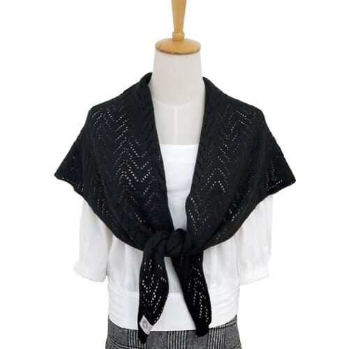 Large Triangle Winter Women Shrugs Scarf Solid Knitted Hallow-Out Shawl Wraps Pashmina Encharpe Bufandas Mujer Ponchos Capes