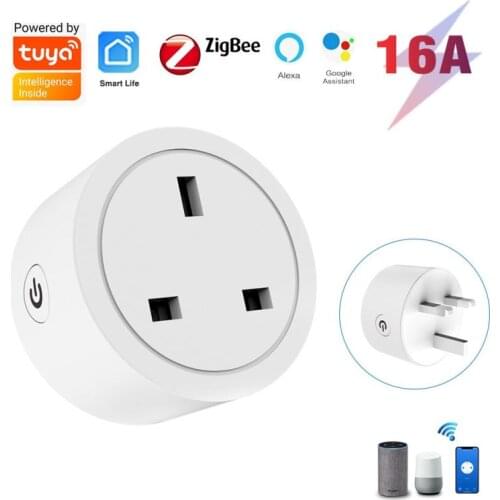 Zigbee Tuya Smart Plug 16A UK Smart Socket Power Monitor Timing SmartLife APP Voice Control Works With Google Home Alexa