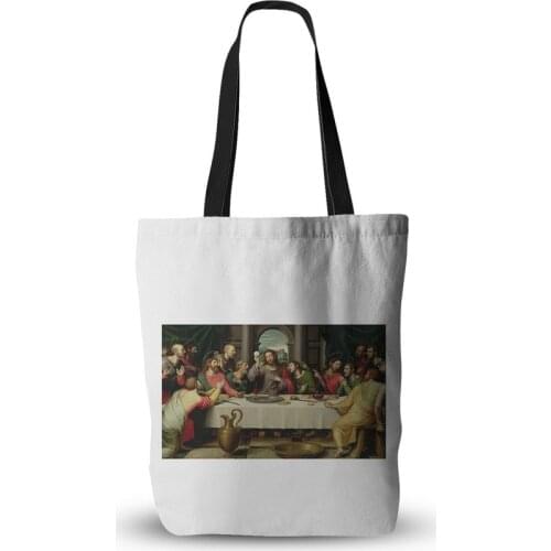 Shopping Bag Organizer Jesus Canvas Oil Painting Last Supper Tote Eco Beach Women Shoulder Travel Wallets and Bags for Girls