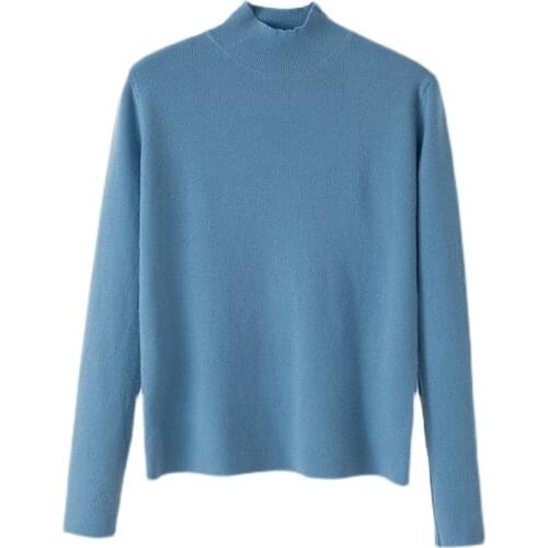 Mock neck sweater women pullovers autumn winter soft waxy bottoming shirt white long sleeves temperature soft knitted jumper