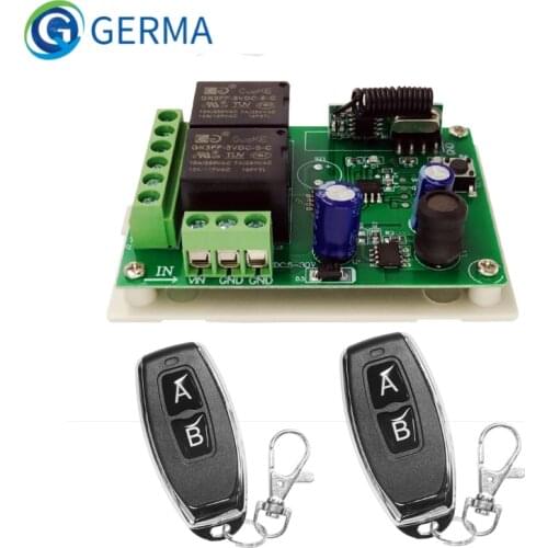 GERMA DC 5-30V 2CH Switch With Remote Control Relay Module Universal 24V 2 delay 433MHz Remote control Switch Relay Receiver