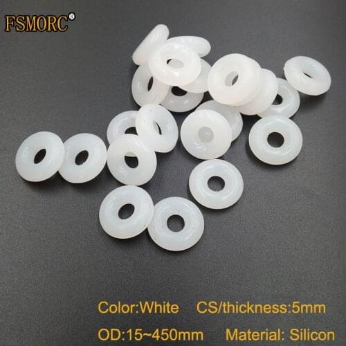 OD15mm~450mm*5mm Thickness White silicon o-rings Food Grade Seals no poison Heat Resistance O Ring Seals Gaskets