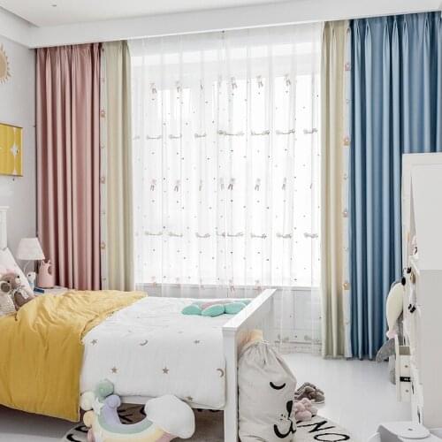 Childrens Room Curtains Pastoral Shading Cartoon Cute Princess Style Curtains for Living Dining Room Bedroom