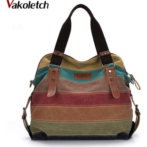 Ladies 2020 Rainbow Purse Pouch Fashion Canvas Bag Brand Women Handbag Patchwork Casual Shoulder Bags Female Messenger Bag KL530