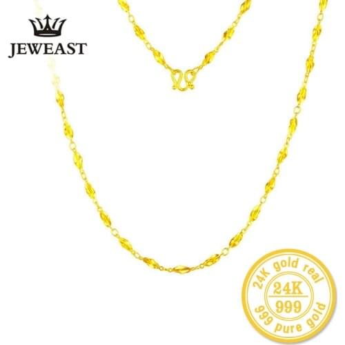 XXX ZZZ JEWEAST 24k Pure Gold Necklaces Long Chain Wedding Fine Jewelry For Women Exquisite Romantic Lady Gift Upscale Hot Sell