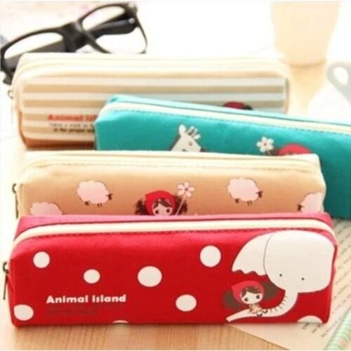 1 Piece Lytwtws Kawaii Girl Pen Pencil Bag Canvas School Offfice Stationery Makeup Pouch Case holder organizer Cute Things Gift