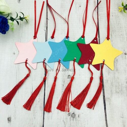 50pcs DIY Star Hanging Tag Valentine Day Decorative Hanging Tag Wedding Heart Wish Card Statement Card with Tassel