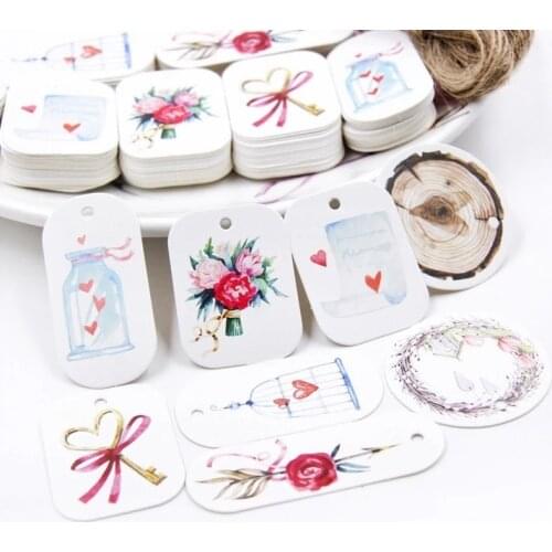 50pcs/lot Wedding Kraft Paper Gift Label Tag Handmade Tag DIY Party Hang Tags Birthday Wedding Favors Gift Decorative Tag Supply