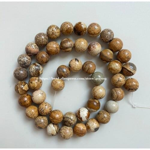 Free Shipping Natural Stone Picture Jaspers Round Loose Beads 15" Strand Pick Size for handmade Jewelry Making