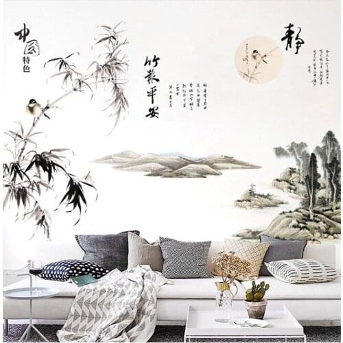 Large Bamboo PVC Wall Stickers Vintage Poster Room Decor Aesthetic for Teens Living Room Bedroom Office Home Decoration Mural