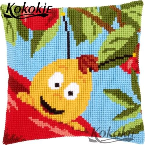 DIY cushion mat honeybee throw pillow case handicraft embroidery and cross stitch kits pillow fabric embroider needlework kits