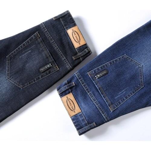 Mens Jeans Spring Autumn Denim Pants Direct Straight Dark Blue Regular Fit Leisure Long Trousers Famous Brand Jean Men Pants