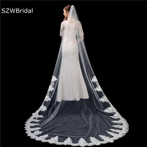 New Arrival 3 Meter Cathedral Wedding Veils Long Lace Edge Bridal Veil with Comb Wedding Accessories Bride Velo novia