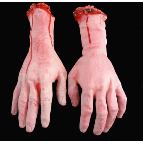 Halloween Horror Severed Hands Feet Set Soft Rubber Scary Bloody Broken Body Parts Scary Halloween Decoration Props 4 PCS