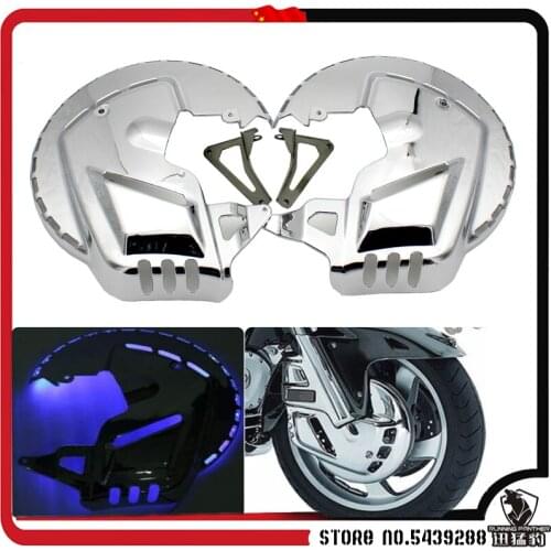 Chrome Motorbike Brake Rotor Covers W/LED Ring Of Fire For Honda GOLDWING GL1800 2001-2014 F6B 2013-2015