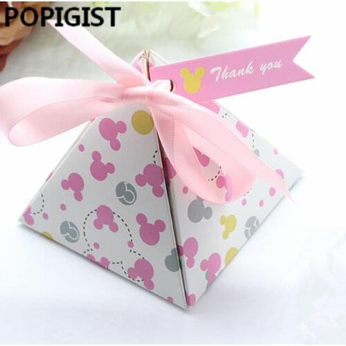 Creative cartoon Minnie polka dots Baby Shower Candy Boxes Kids Baby Girl Birthday Party favor supplies Gift Boxes Bomboniere
